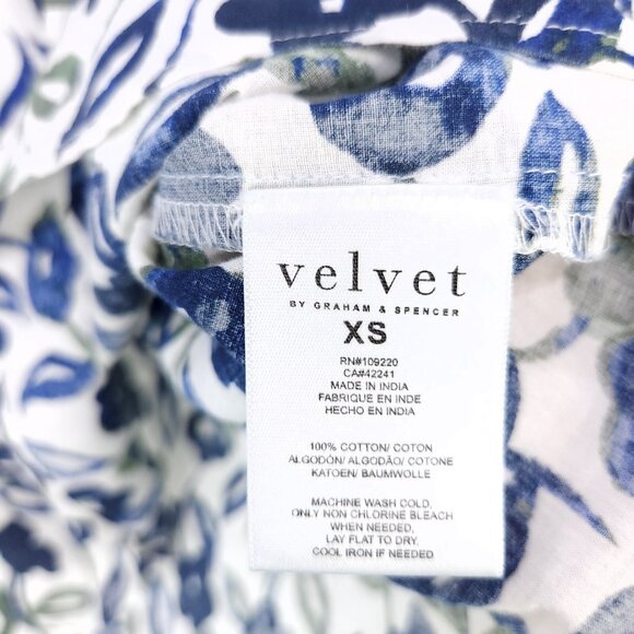 Velvet By Graham & Spencer Peasant Blouse Women’s XS Cotton Floral Boho Chic - Picture 11 of 11